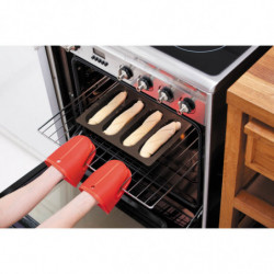 Lekue Baguette Baking Pan 1009039, 29x20x2 cm, 600 ml, 4 compartments, Platinum silicone, -60 to +220°C, Brown