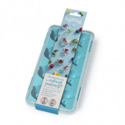 Lekue 1009042 Ice Tray with Lid, 22 x 11 x 2.3 cm, 11 Dolphins, -40 to +60°C, Blue