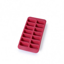Lekue 1009043 Ice Cube Tray with Lid, 23 x 11.8 x 3.2 cm, 14 rectangular cubes, -40 to +60°C, Red