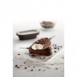 Set of 4 Lekue 1009044 Ice Pop Molds, 350 ml, -20°C / +100°C, Lids, Gray