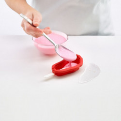 Set of 4 Lekue 1009045 ice pop molds in different shapes, 220 ml, -20°C / +100°C, lids included, multicolor