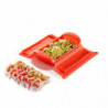 Lekue 1009048 Microwave Steamer with Rack, 1–2 servings, Platinum Silicone, Red