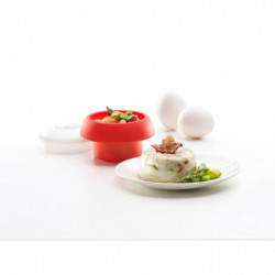 Lekue 1009050 Microwave Egg Cooker, 100 ml, For 1 Egg, Platinum Silicone, Red/Transparent