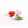 Vas pentru gatit oua la cuptorul cu microunde Lekue 1009050, 100 ml, 1 ou, silicon platinat, Rosu/Transparent