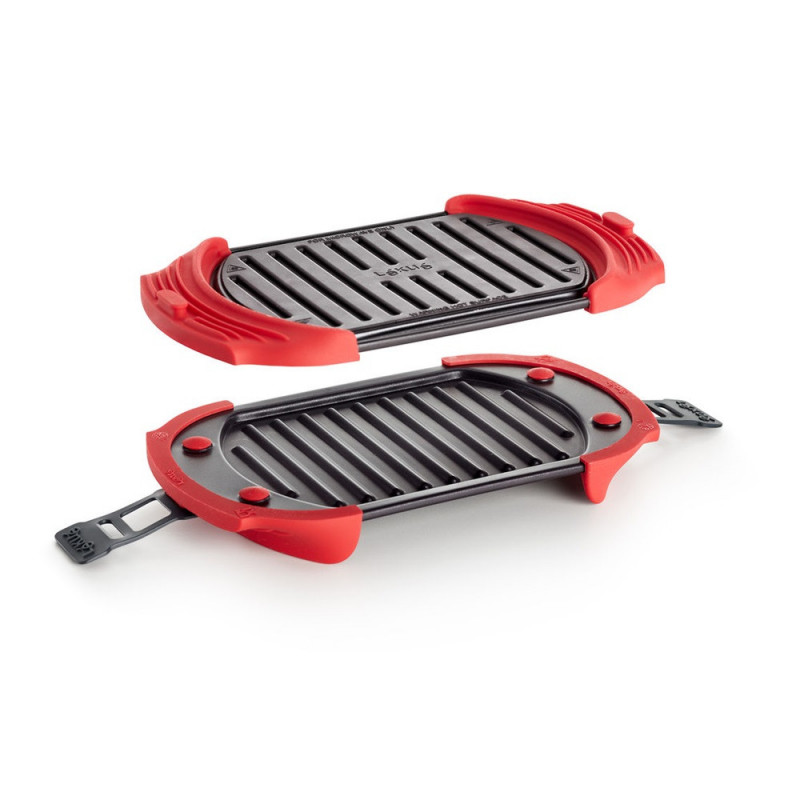 Grill pentru cuptorul cu microunde Lekue 1009081, 25,2 x 14,8 x 5,4 cm, Silicon platinat, Otel cu acoperire antiaderenta, 0 /+240 °C, Roșu
