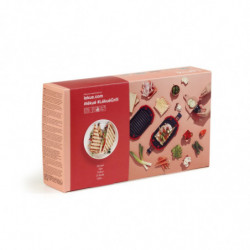 Съд за гриловане в микровълнова Lekue 1009081, 25.2x14.8x5.4 см, Платинен силикон, Стомана с незалепващо покритие, От 0 до +240C, Червен