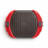 Lekue 1009082 Microwave Grill Pan, 27x20.7x4.4 cm, Platinum Silicone, Non-stick Coated Steel, 0 to +240°C, Red