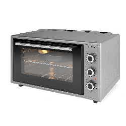 Малка готварска печка Elite EMO-FL 48 2589, 2000W, 48 литра, 3 режима, Двойно стъкло, Термостат, Таймер, Турбо вентилатор, Сив