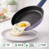 Set de cratite, cos de prajit si tigaie Just Perfecto JL-330, 6 piese, Acoperire din marmura, Inductie, Capac din sticla cu orificiu pentru abur, Violet/albastru