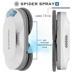 Spider SPRAY X Window Cleaning Robot, 72W, 3000 Pa, 65 ml, Smart Navigation, Automatic Power and Direction Adjustment, Fall Protection, White