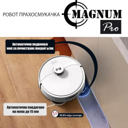 Magnum PRO Robot Vacuum Cleaner, 55W, 10,000 Pa, 0.3 L, 130 min, Wi-Fi, LDS, Voice Notifications, Automatic Water and Self-Cleaning Station, HEPA, White
