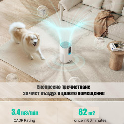 Καθαριστής αέρα DREO Macro 605S, 20 τ.μ., 202 μ.κ.α./ώρα, Wi-Fi, 4 ταχύτητες, Λειτουργία Νυχτερινή + Αυτόματη, Χρονοδιακόπτης, Παιδική ασφάλεια, Ενδείξεις LED για την ποιότητα του αέρα, Λευκό