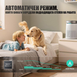 Καθαριστής αέρα DREO Macro 6060, 17 τ.μ., 173 μ.κ.α./ώρα, 4 ταχύτητες, Λειτουργία Νυχτερινή + Αυτόματη, Χρονοδιακόπτης, Παιδική ασφάλεια, Ενδείξεις LED για την ποιότητα του αέρα, Λευκό