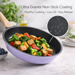 Just Perfecto JL-34 Cookware Set, 13 pieces, Aluminum, Marble finish, Glass lids with steam vent, PTFE- and PFOA-free, Induction-compatible, Purple