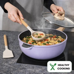 Just Perfecto JL-34 Cookware Set, 13 pieces, Aluminum, Marble finish, Glass lids with steam vent, PTFE- and PFOA-free, Induction-compatible, Purple