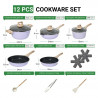Just Perfecto JL-34 Cookware Set, 13 pieces, Aluminum, Marble finish, Glass lids with steam vent, PTFE- and PFOA-free, Induction-compatible, Purple