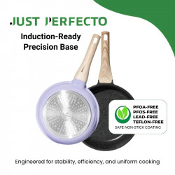 Just Perfecto JL-34 Cookware Set, 13 pieces, Aluminum, Marble finish, Glass lids with steam vent, PTFE- and PFOA-free, Induction-compatible, Purple