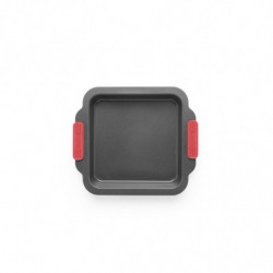 Ταψί ψησίματος Lekue 1009437, 20x20 cm, Κεραμική αντικολλητική επίστρωση, Ανθρακούχος χάλυβας, Από +4°C έως +240°C, Μαύρο/Κόκκινο