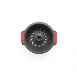 Forma de copt chec Lekue 1009476, Ø26,5 cm, Acoperire ceramica antiaderenta, Otel carbon, +4°C / +240°C, Negru/rosu