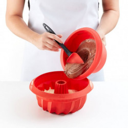 Forma pentru copt chec Lekue 1009483, Ø22 cm, Silicon platinat, -60°C / +220°C, Rosu