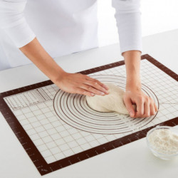 Lekue Rolling Mat 1009484, 60x40 cm, Measurement Markings, Silicone -20/+220°C, White/Brown