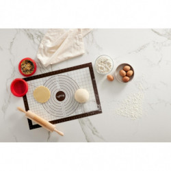 Lekue Rolling Mat 1009484, 60x40 cm, Measurement Markings, Silicone -20/+220°C, White/Brown