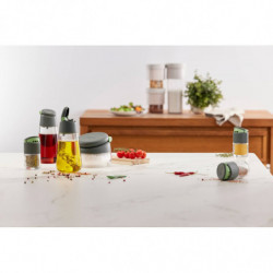 Lekue Salt/Sugar Shaker 1009488, Ø12.4x10.1 cm, Borosilicate Glass, Measuring Spoon, From +4°C to +80°C, Black