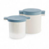 Set cupe preparare kefir si iaurt Lekue 1010155, 18,5 x 14,5 x 15,5 cm, +4°C / +90°C, Alb/Albastru