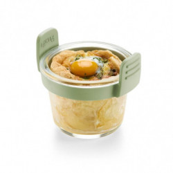 Set 4 cupe de copt pentru friteuze cu aer cald Lekue 1010157, 10,5 x 9,5 cm, -20°C/ +220°C, Sticla/silicon, Verde