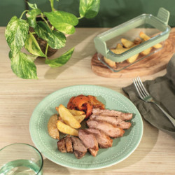 Set 2 forme de copt pentru cuptor si friteuze cu aer cald Lekue 1010158, Manere din silicon, Sticla borosilicata, Verde