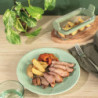 Set 2 forme de copt pentru cuptor si friteuze cu aer cald Lekue 1010158, Manere din silicon, Sticla borosilicata, Verde