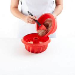 Set of 2 Lekue 1010162 baking molds, 15 cm diameter, 700 ml capacity, -60°C to +220°C, platinum-cured silicone, red