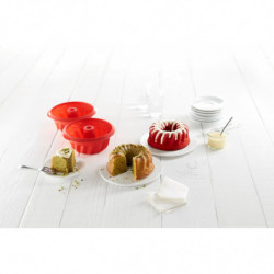Set of 2 Lekue 1010162 baking molds, 15 cm diameter, 700 ml capacity, -60°C to +220°C, platinum-cured silicone, red