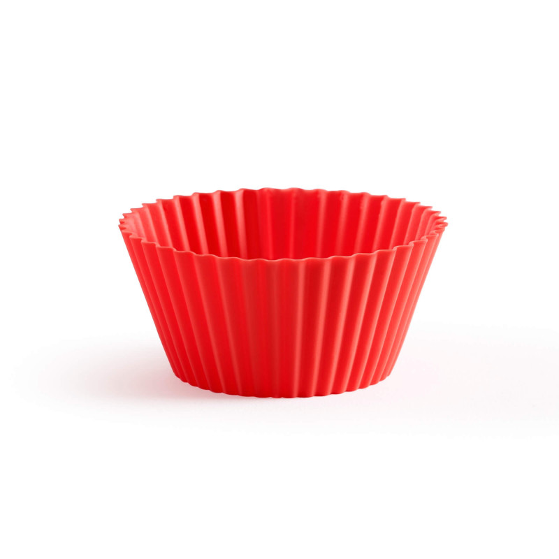 Set 6 forme pentru briose Lekue 1010163, Ø7 cm, -60°C/+220°C, Silicon platinat, Rosu