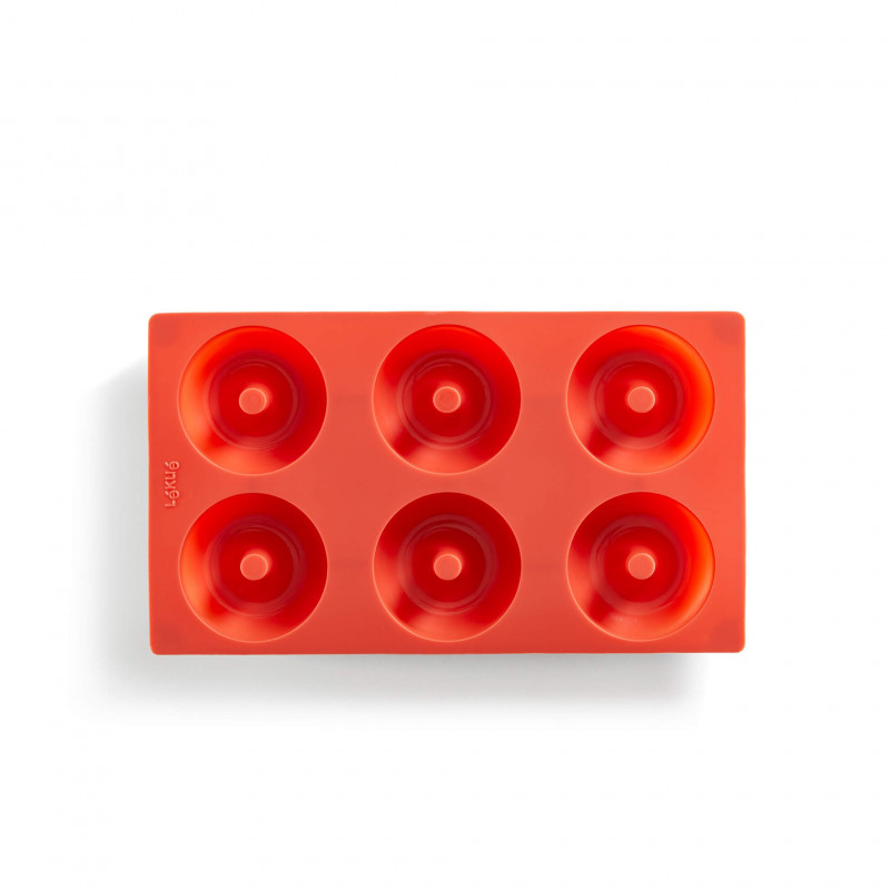 Forma de copt gogosi/donuts Lekue 1010164, 30,5 x 17,5 x 3,2 cm, 540 ml, -60°C/+220°C, Ailicon platinat, Rosu