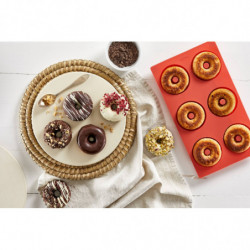 Φόρμα για ντόνατ Lekue 1010164, 30,5x17,5x3,2 cm, 540 ml, Από -60 έως +220C, Πλατινένια σιλικόνη, Κόκκινο