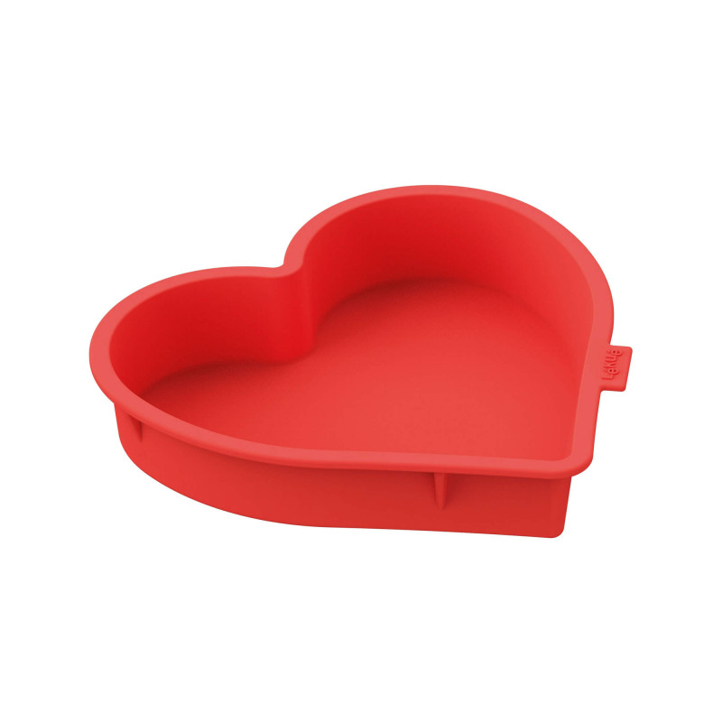 Lekue 1010173 Heart-Shaped Baking Pan, 24.2 x 22.9 x 4.4 cm, -60 to +220°C, Platinum Silicone, Red