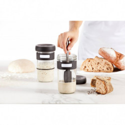 Комплект за приготвяне на хляб с квас Lekue 1010175, 3 части, 9.3х9.3х17 см, -20/+80°C, Кафяв