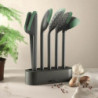 Set ustensile de bucatarie Lekue 1010178, 6 piese + suport, Margine din silicon, +4°C/+220°C, Verde