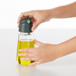 Lekue 1010190 Oil/Olive Oil Bottle, 8x17.4 cm, 400 ml, +4/+80°C, Smooth Pour, Glass, Green