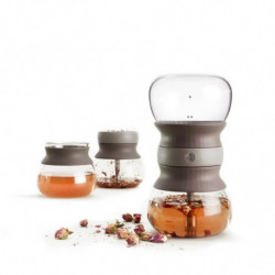 Lekue 1010194 Tea Infuser, 500 ml, Infuser, -20/+100 °C, Glass and Silicone, Brown