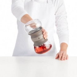 Lekue 1010194 Tea Infuser, 500 ml, Infuser, -20/+100 °C, Glass and Silicone, Brown