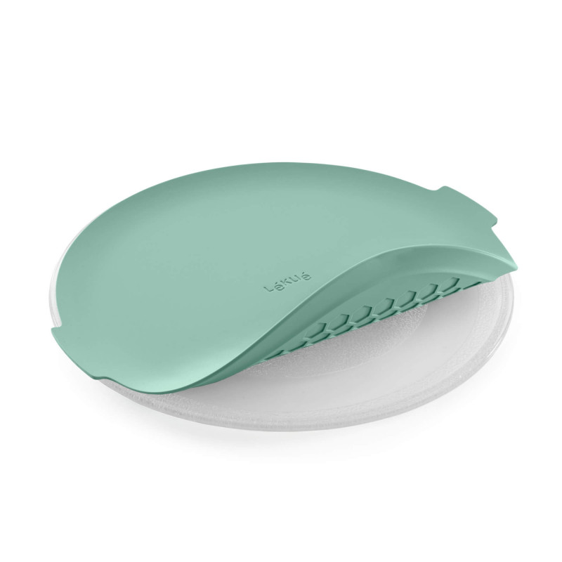 Lekue 1010202 Microwave-Safe Silicone Mat for Glass Dishes, Ø24.5 cm, Non-Slip, Raised Edges, -60/+220°C, Silicone, Green