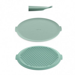 Lekue 1010202 Microwave-Safe Silicone Mat for Glass Dishes, Ø24.5 cm, Non-Slip, Raised Edges, -60/+220°C, Silicone, Green
