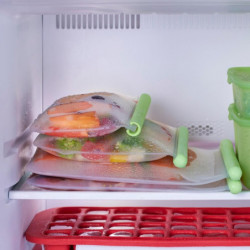 Lekue 1010205 Storage and Freezing Bag, 21.5 x 13.5 cm, 500 ml, Platinum Silicone, -20°C/+80°C, Green