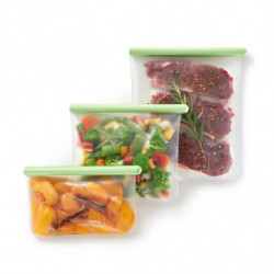 Lekue 1010206 Storage and Freezing Bag, 21.5 x 18.5 cm, 1 L, Platinum Silicone, -20°C/+80°C, Green