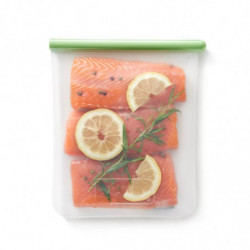 Lekue 1010207 Storage and Freezing Bag, 21.5 x 24.5 cm, 1.5 L, Platinum Silicone, -20°C/+80°C, Green