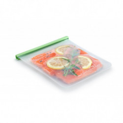 Lekue 1010207 Storage and Freezing Bag, 21.5 x 24.5 cm, 1.5 L, Platinum Silicone, -20°C/+80°C, Green