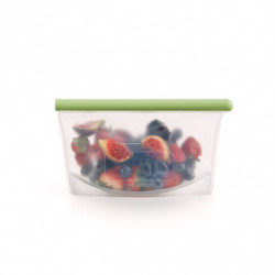Punga depozitare alimente solide/lichide Lekue 1010208, 500 ml, Silicon, Rezistenta la scurgeri, Etichetare, -60°C/+220°C, Verde
