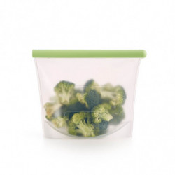 Punga depozitare alimente solide/lichide Lekue 1010209, 1 L, Silicon, Rezistenta la scurgeri, Etichetare, -60°C/+220°C, Verde